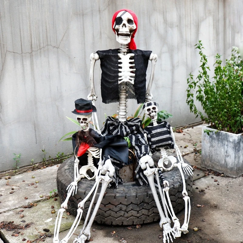 

Halloween Skull Skeleton Simulation Human Plastic Skeleton Haunted House Secret Room Props 165cm Pirate Skeleton Decoration