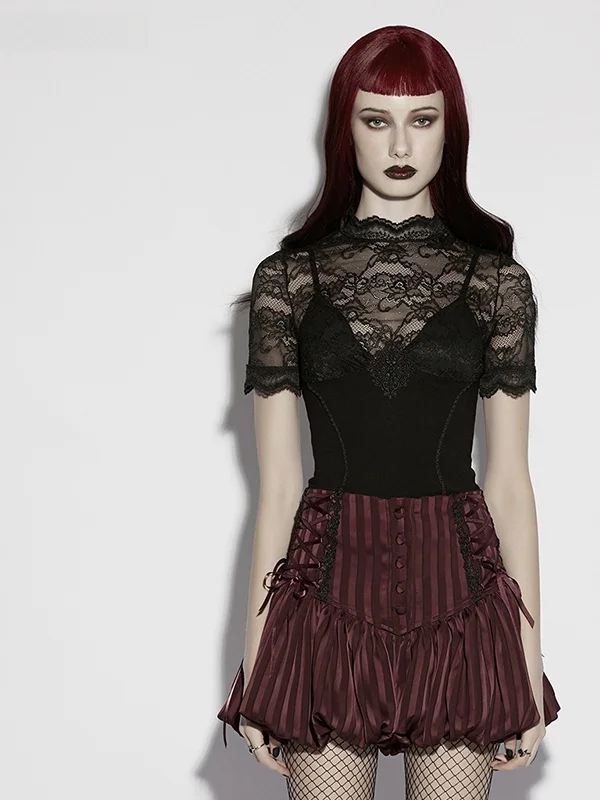 

Gothic Style Sweet Women's Fashion High Waist A-Line Tied Waist Pumpkin Pants Short Pants Design Sense Full Skirt Shorts