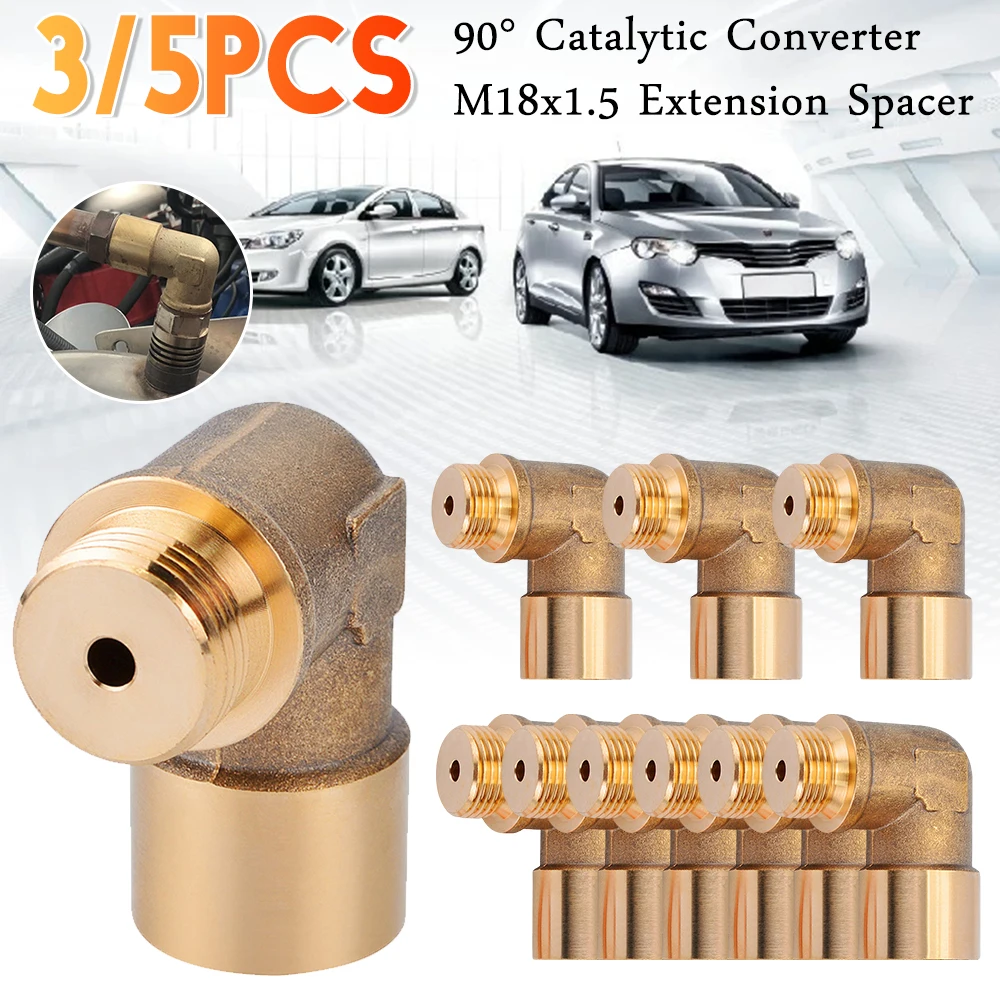 

3/5 шт. M18 x 1,5 латунный фитинг латунный универсальный разъем комплект выхлопных газов 90 градусов O2 датчик кислорода прокладка удлинитель инструменты