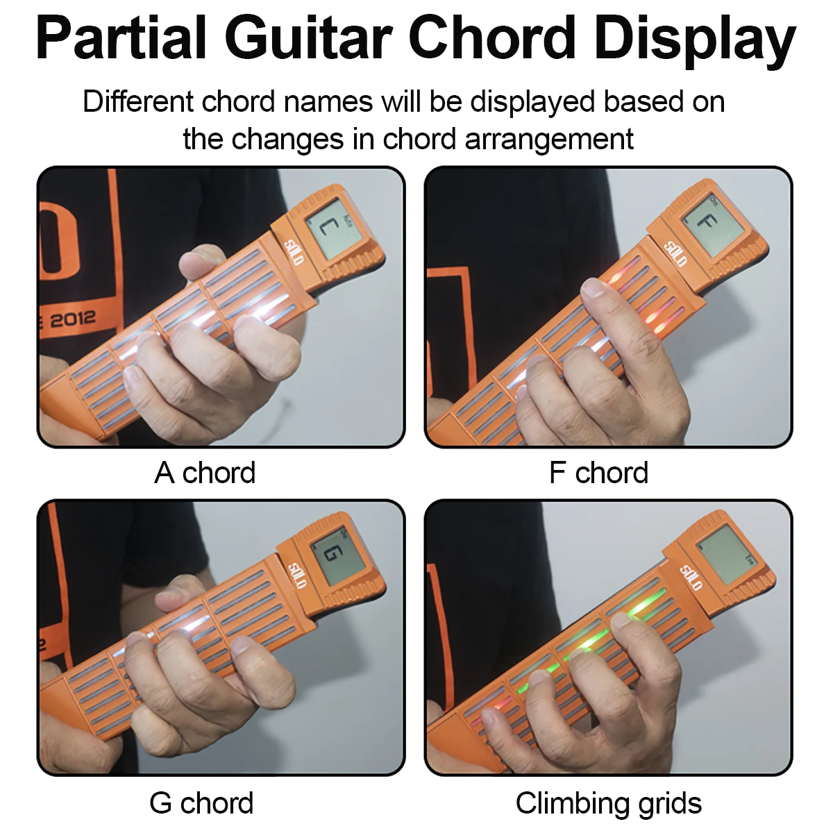 NEW Guitar Chord Trainer,Portable Guitar Neck Chord Practice Tool for Beginner, Rotating Chart Screen,Silent Practice Chord Tool