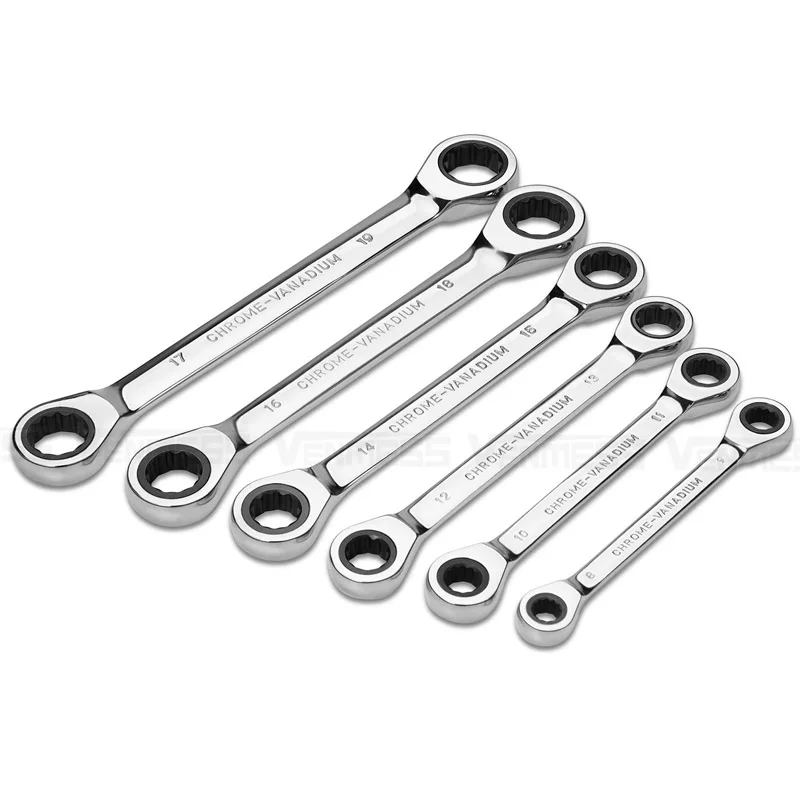 1 Piece Double Head Ring Ratchet Wrench , Chrome Vanadium Steel Ratchet Spanner Set Auto Repair Tools