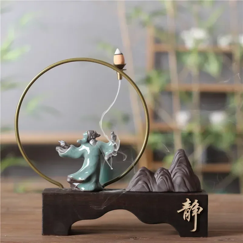 

Creative new Chinese Zen ornaments ceramic backflow incense living room desktop home retro decoration aromatherapy furnace