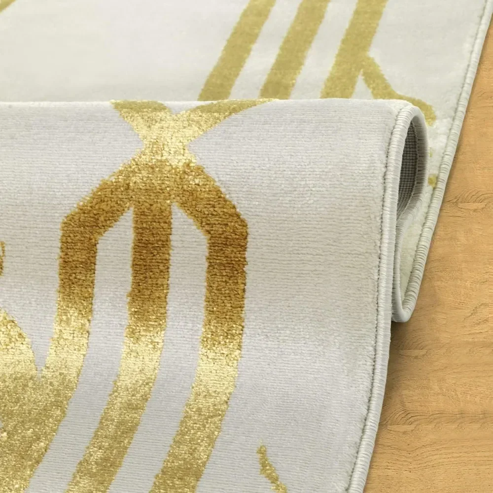 A Gold 8x10 Abstract Marble Geometric Indoor Area Rug (Beige, 7'10