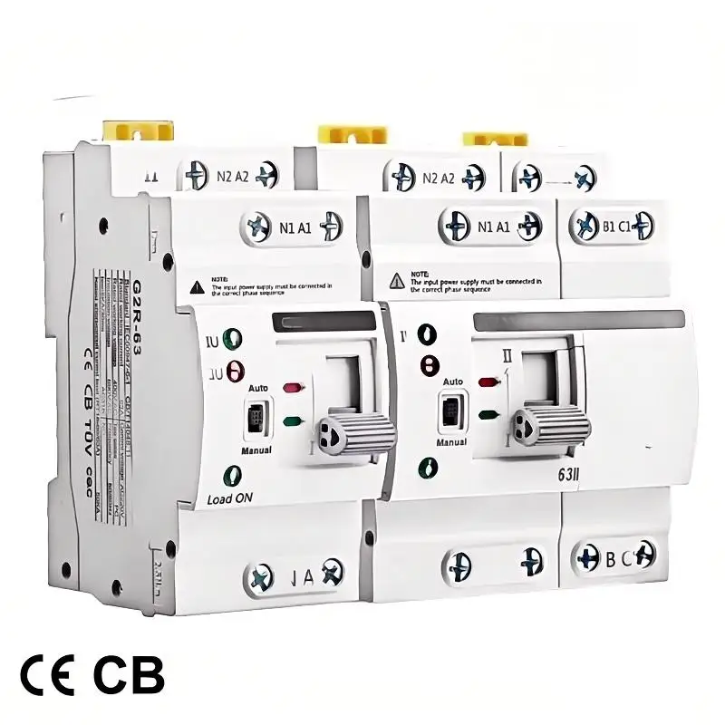 G2R Protection Dual Power ATS Emergency Power Switch 2P/4P 63A Millisecond Continuous Power Electrical Accessory