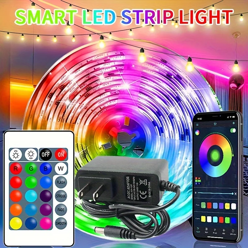 

5050 RGB Led Strip Light Flexible 30leds/M Ribbon Lighting 5M-20M Full Set With DC12V Plug IR Remote Controller and APP Control