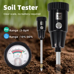 2 in 1 Handheld Soil Ph Meter Moisture Tester Metal Probe Sensor Garden Flowers Plants Soil Acidity Humidity Tester No Battery