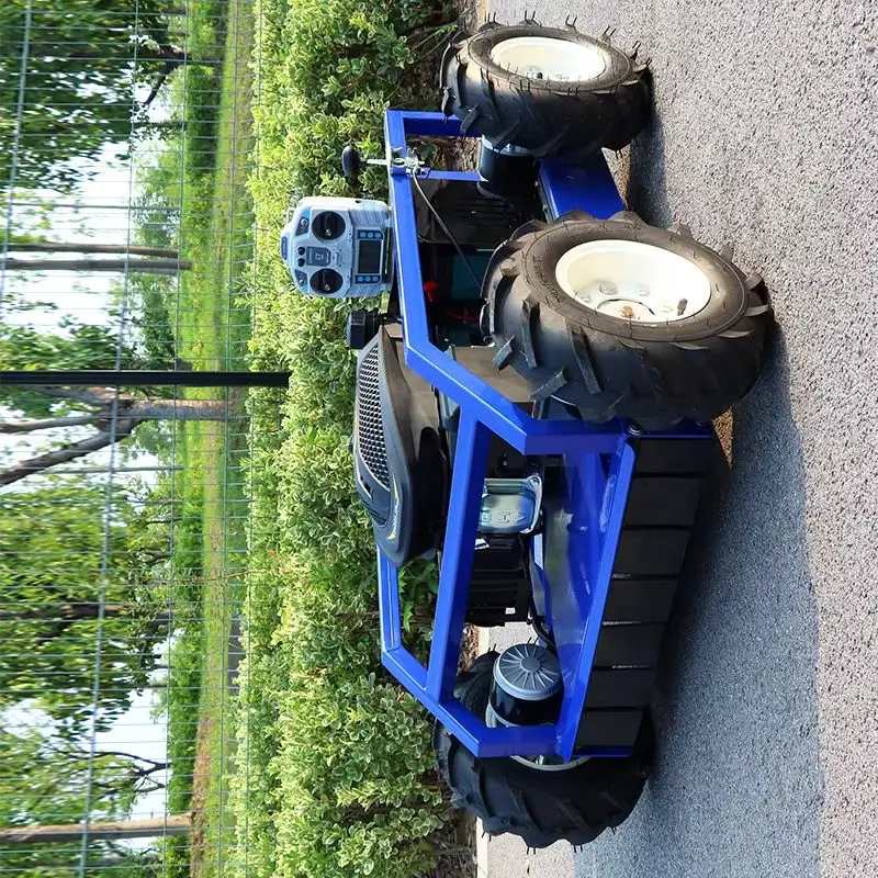 Индивидуальная электрическая гусеничная газонокосилка с дистанционным управлением. Сильная адаптируемость для обработки различных террасов.