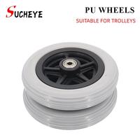 6-inch PU wheel black grayRubber Wheels Smooth Flexible Heavy Duty Wheelchair Front Castor Solid  Wheel Wheelchair Replacement