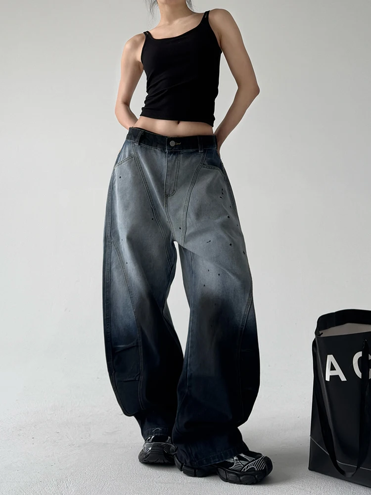 Jean à jambes larges pour femmes, pantalon en Denim extensible en coton, taille haute, ample, BF American Street Sle, nouvelle collection automne