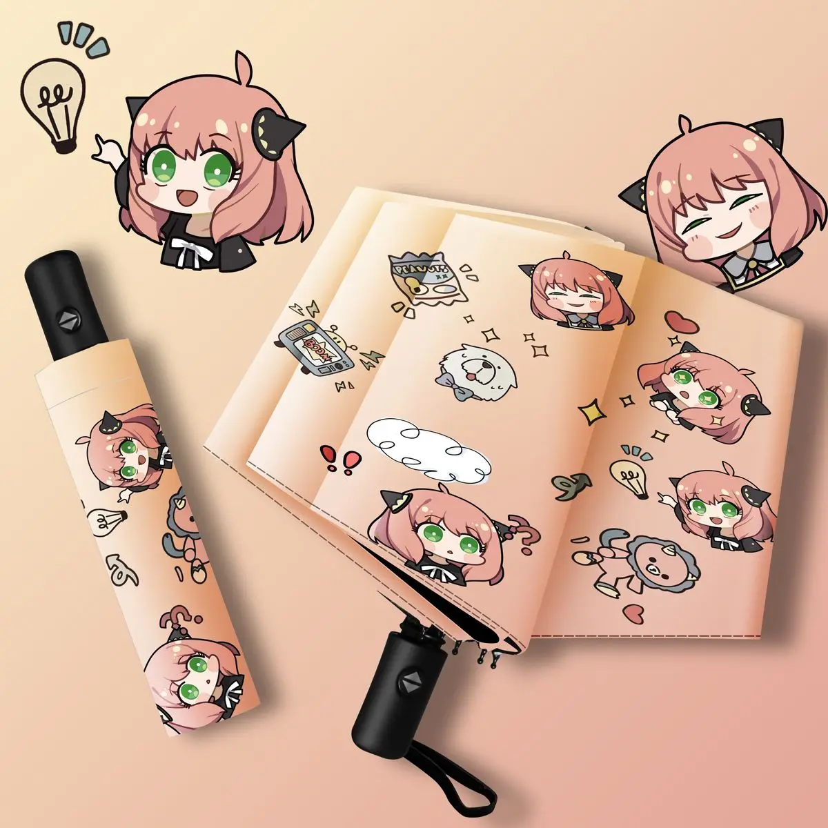 

Ани SPY×FAMILY периферийный зонт с героями мультфильмов, аниме, студенческий солнечный и дождливый складной солнцезащитный зонт двойного назначения, подарок для девочек