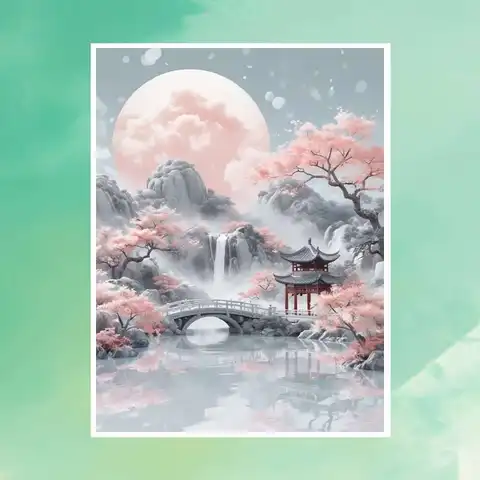 Cross Stitch Kit Mountain Landscape Embroidery Sets Patterns Craft Kits For Adults 11Ct Picture Printed