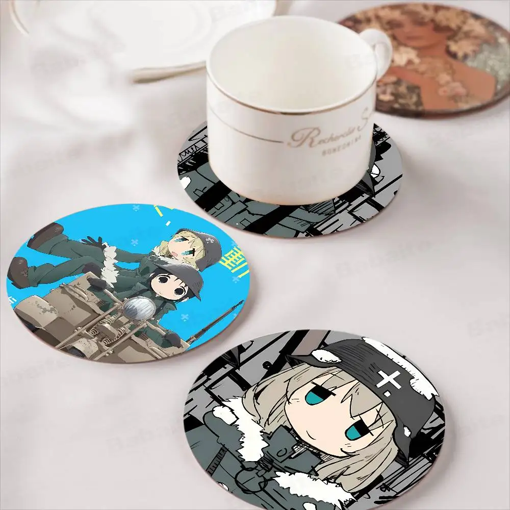 Anime Girls Last Tour Coasters Suitable for daily family gathering decoration, kitchen, anti-slip wooden coasters