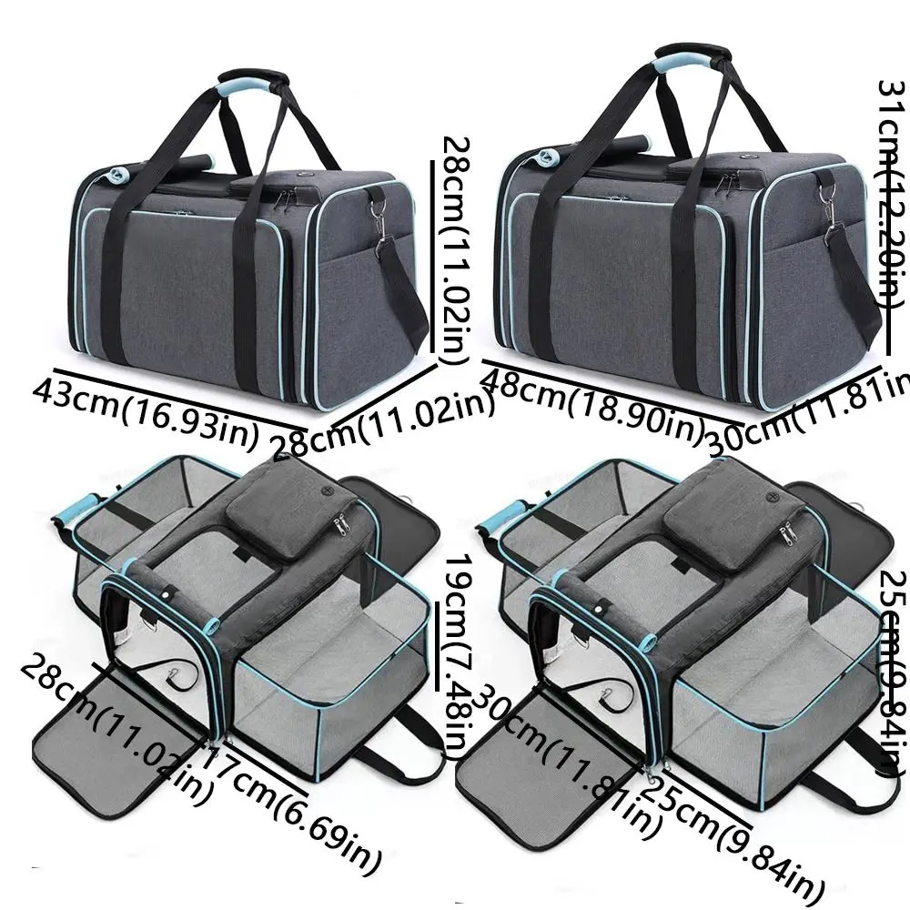 กระเป๋าใส่สัตว์เลี้ยงอเนกประสงค์แบบขยายได้ พับเก็บได้ ใช้ได้สองด้าน ระบายอากาศได้ดี สำหรับแมวและสุนัข