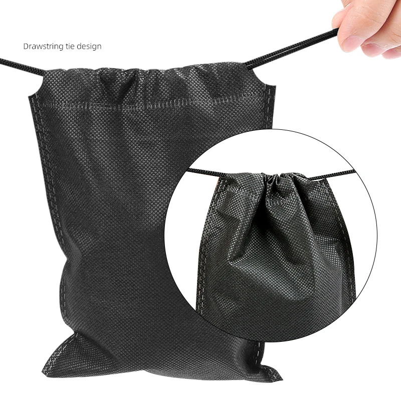 Shoe Dust Covers Non-Woven Dustproof Drawstring Black Drawstring Storage Bag Travel Pouch Shoe Bags Drying Shoes Protect