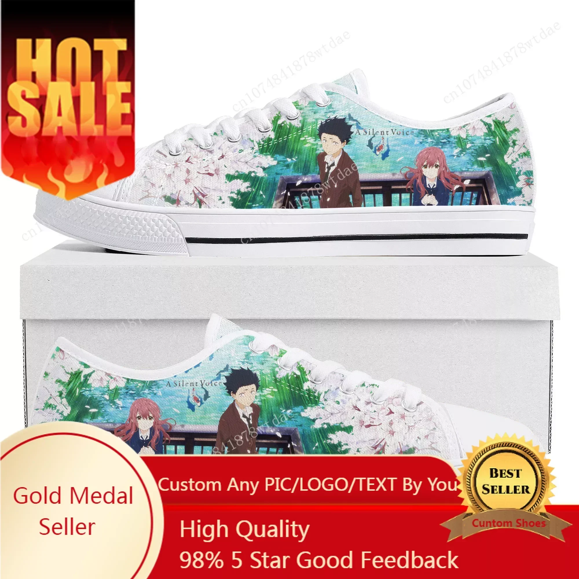 

A Silent Voice Low Top Sneakers Womens Mens Teenager High Quality Canvas Sneaker Couple Japanese Comics Manga Custom Made Shoes