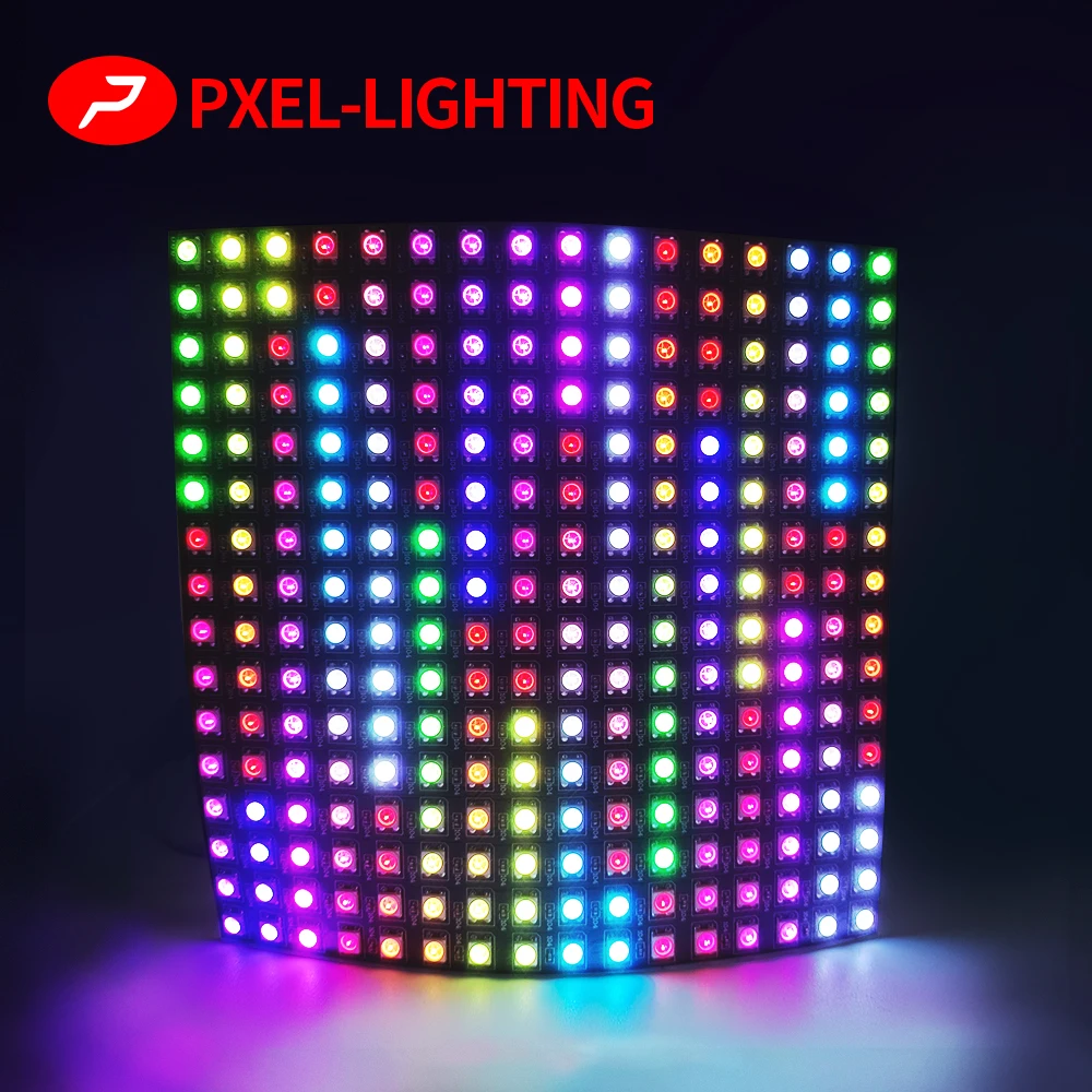 Flexível Pixel Panel Matrix Screen, WS2812B, WS2812B, RGB, 16x16, 8x32, 256LEDs, Módulo LED ECO, IC, Endereçável individualmente, DC 5V