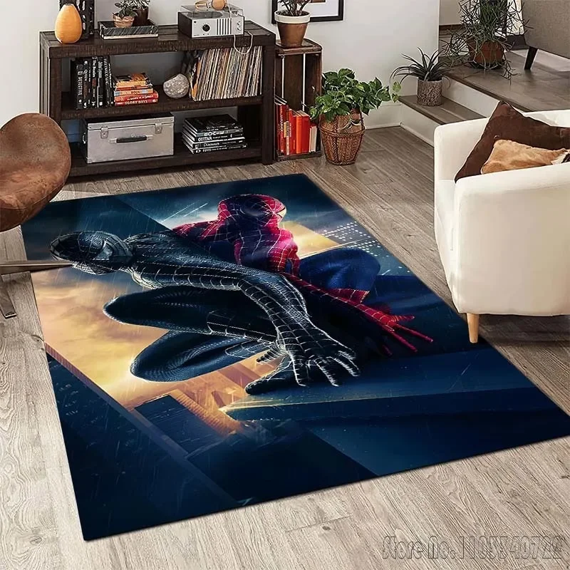 Anime Marvell Spider Man karpet bergambar untuk ruang tamu kamar tidur dekorasi Sofa anak-anak bermain Area rumah anti-selip tikar lantai hadiah