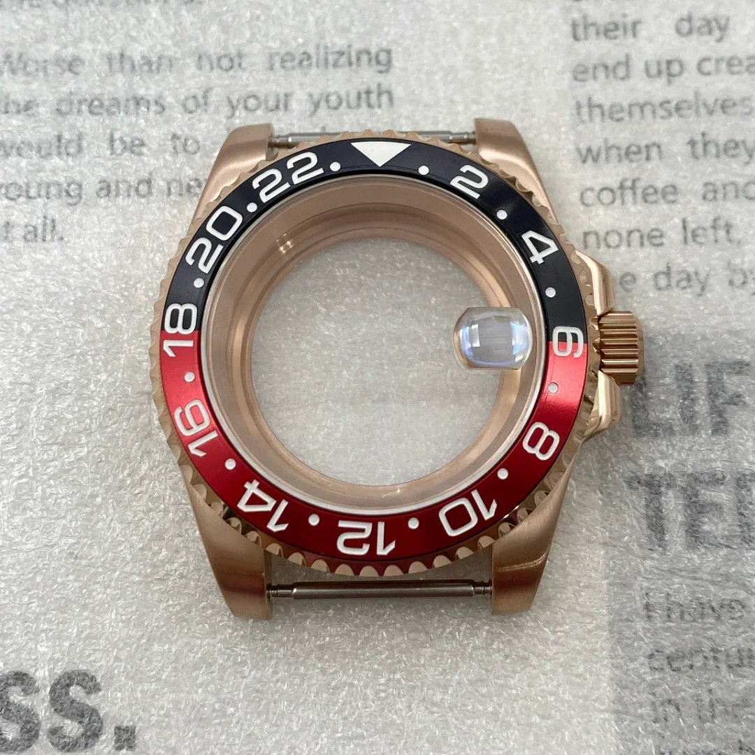 40mm Stainless Steel Solid Bottom Rose Gold Case Substitute Submariner Case Sapphire Glass Suitable for NH35/36 Eta2824 Movement