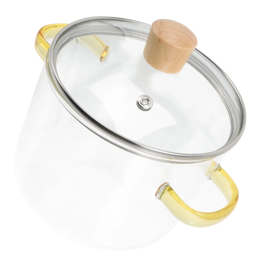 

Double Ear Stew Pot Clear Glass Cooking Pots with Lids Soup Pasta Saucepan Stovetop Stockpot Kitchen Cookware Glass Material