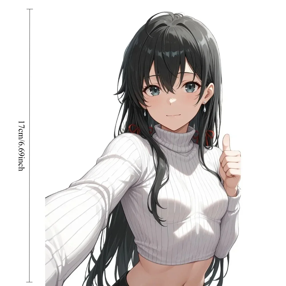 Friendly Anime Girl Giving Thumbs Up Vinyl Sticker, Waterproof Self-Adhesive Decal for Motorcycle Auto & Window Decor