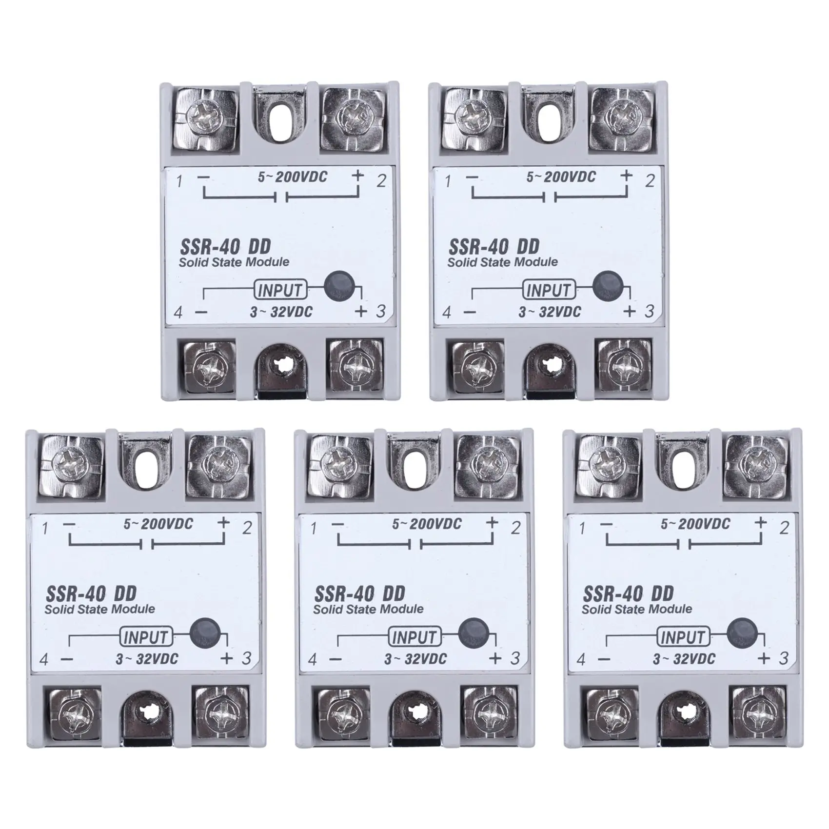 A98E-5X Single Phase Solid State Relay DC-DC SSR-40DD 40A DC3-32V DC5-60V White+Silver