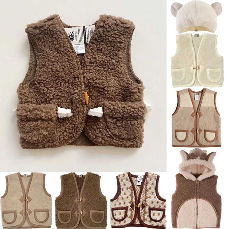 

Autumn Winter 2024 NEW Baby Winter Vest Kids Cute 80% Wool Jacket Boys Girls Keep Warm Wool Vest Kids Cotton Jacket