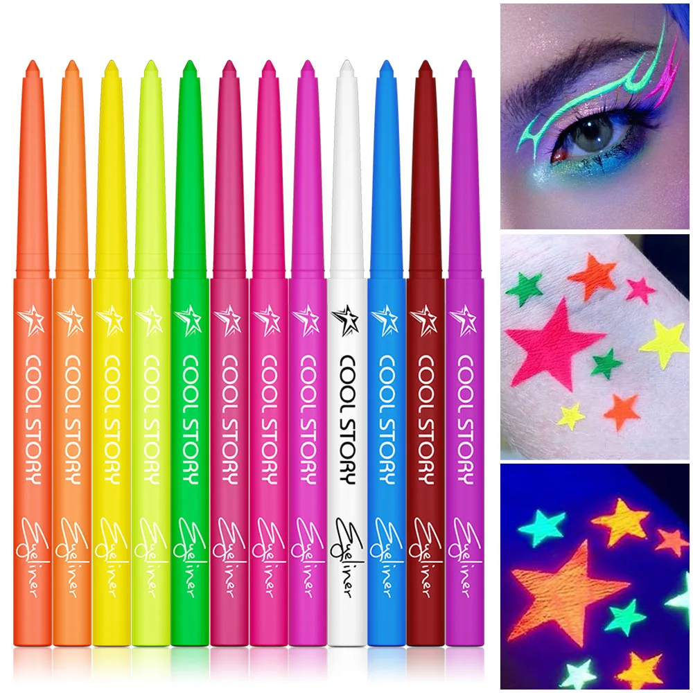 Matita gel per eyeliner monocolore, matita per sopracciglia color crema fluorescente, matita per ombretti, matita colorata per il corpo