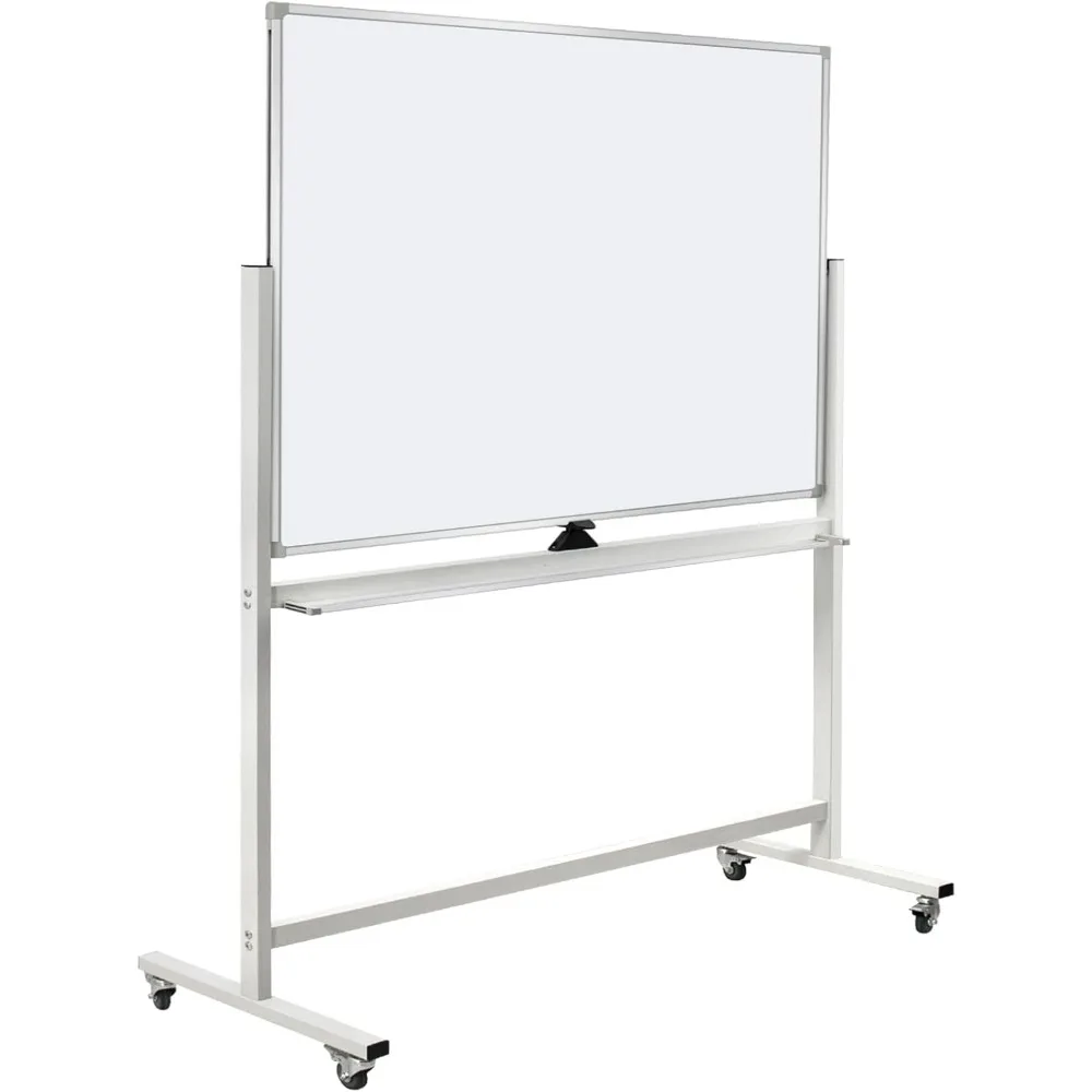 سبورة بيضاء متنقلة على الوجهين، لوحة مسح جاف مغناطيسية على عجلات - إطار من الألومنيوم، حامل مغناطيسي محمول، سبورة بيضاء 48 × 36 #1