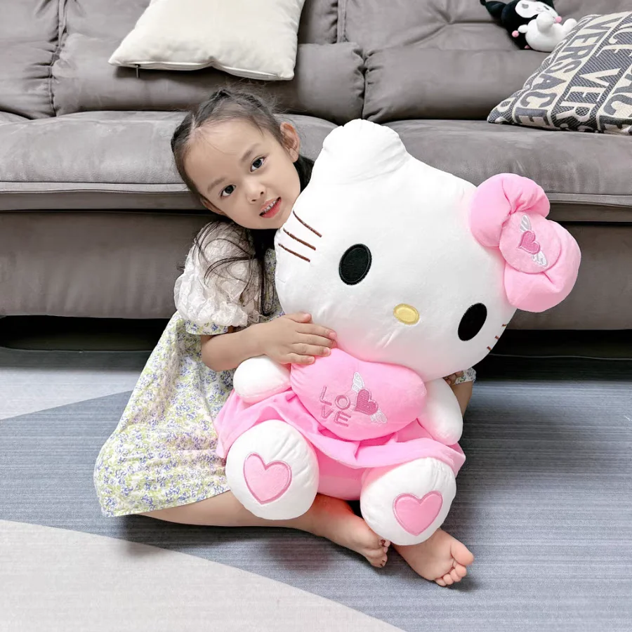 Jouets en peluche Sanurgente Hello Kitty pour enfants, oreiller en peluche rose beurre, jouets Kawaii mignons pour bébé, cadeau spécial Halloween, 25-70cm