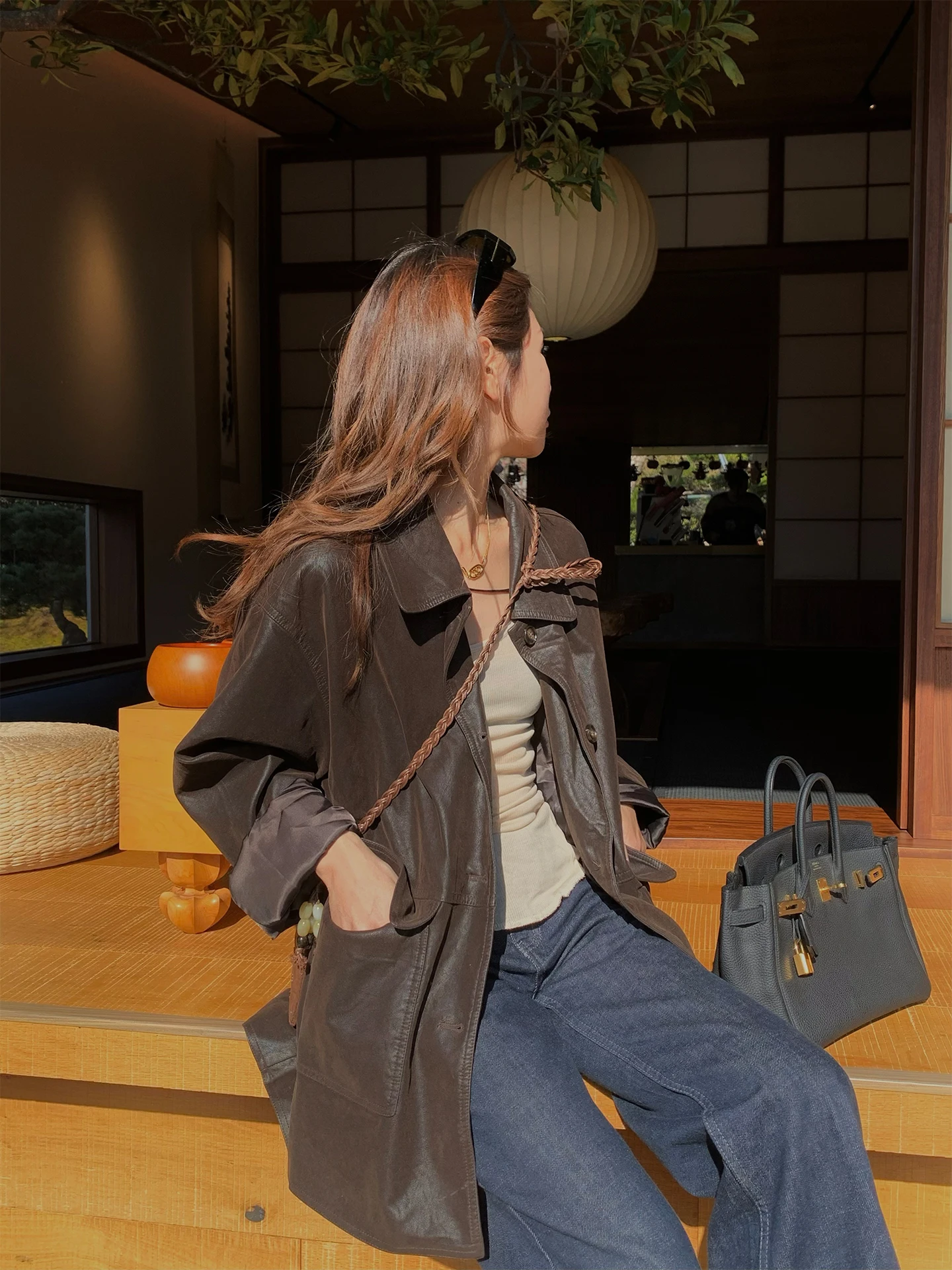 Jaqueta Feminina Solta de Couro PU Fosco com Lapela, Estilo Retrô Coreano, Coleção Início da Primavera 992, Toque de Qualidade