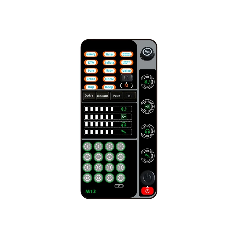 New M13 Voice Changer,Live Voice Card Voice Changer, Handheld Microphone Voice Changer With BT 3.5Mm Port DJ Controller