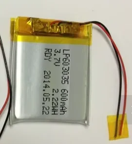 Bateria de polímero de lítio 3,7V 603035   600MAH MP4 MP5 alto-falante Bluetooth fone de ouvido MP3 recarregável Li-ion Cell
