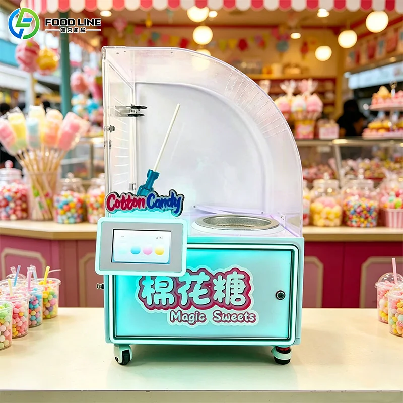 Customized Full Automatic Cotton Candy Machine with Sprinkles Automatic Cotton Candy Machine Portable