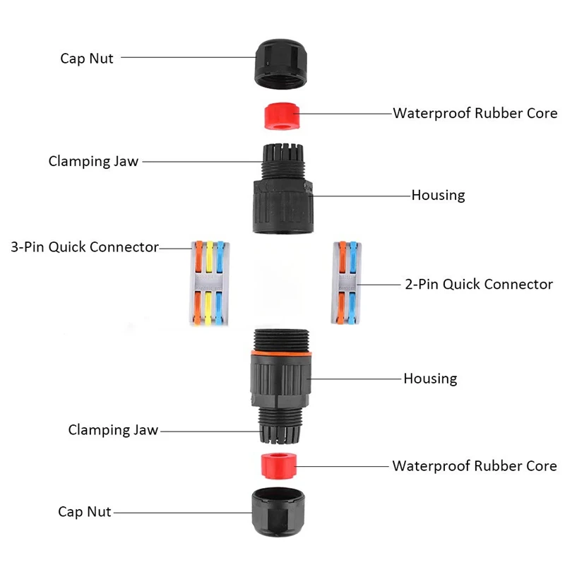 New 2/1PC IP68 Waterproof Joint Wire Quick Connection Connector 2/3 Pin Solder Less LED Lamp Wiring Outdoor Rainproof Terminal