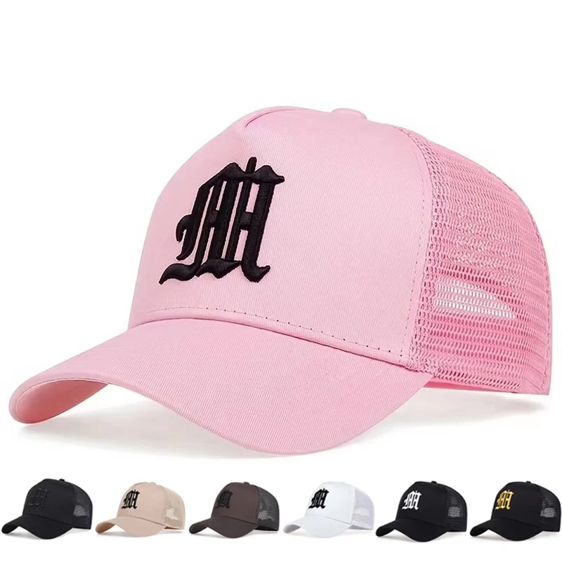 Unisex M Letter Embroidery Baseball Net Caps Spring Summer Outdoor Adjustable Casual Hats Hip Hop Sunscreen Hats