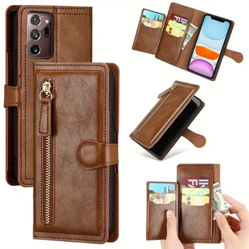 Phone Case for Samsung Note 20 Ultra Case Luxury Leather Zipper Flip Wallet Cover For for Galaxy Note 20 20Ultra Card Capa