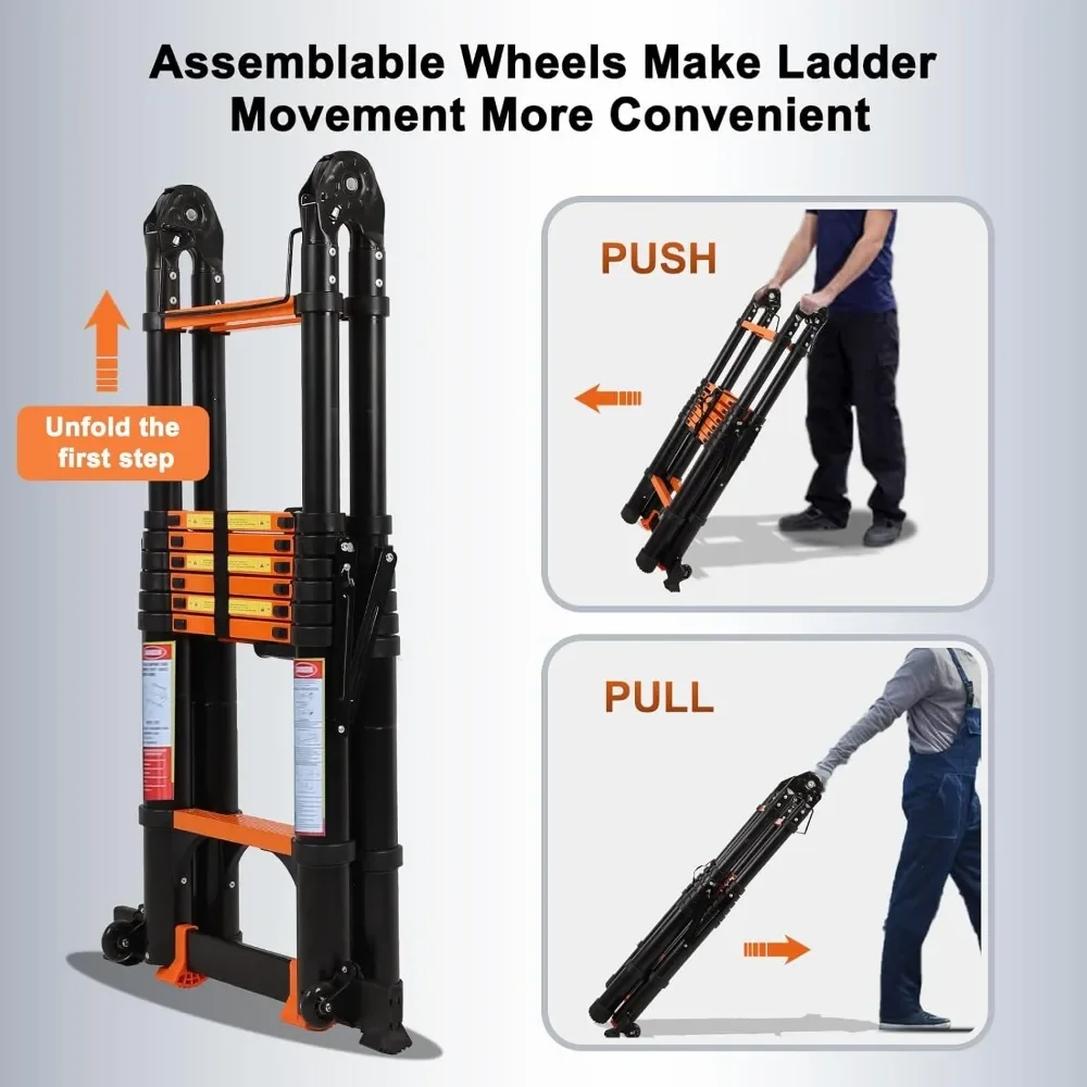 Wholesale Thickened Aluminum Telescopic Ladder Multifunction Retractable Folding Ladders Portable Extension Lifting Ladders