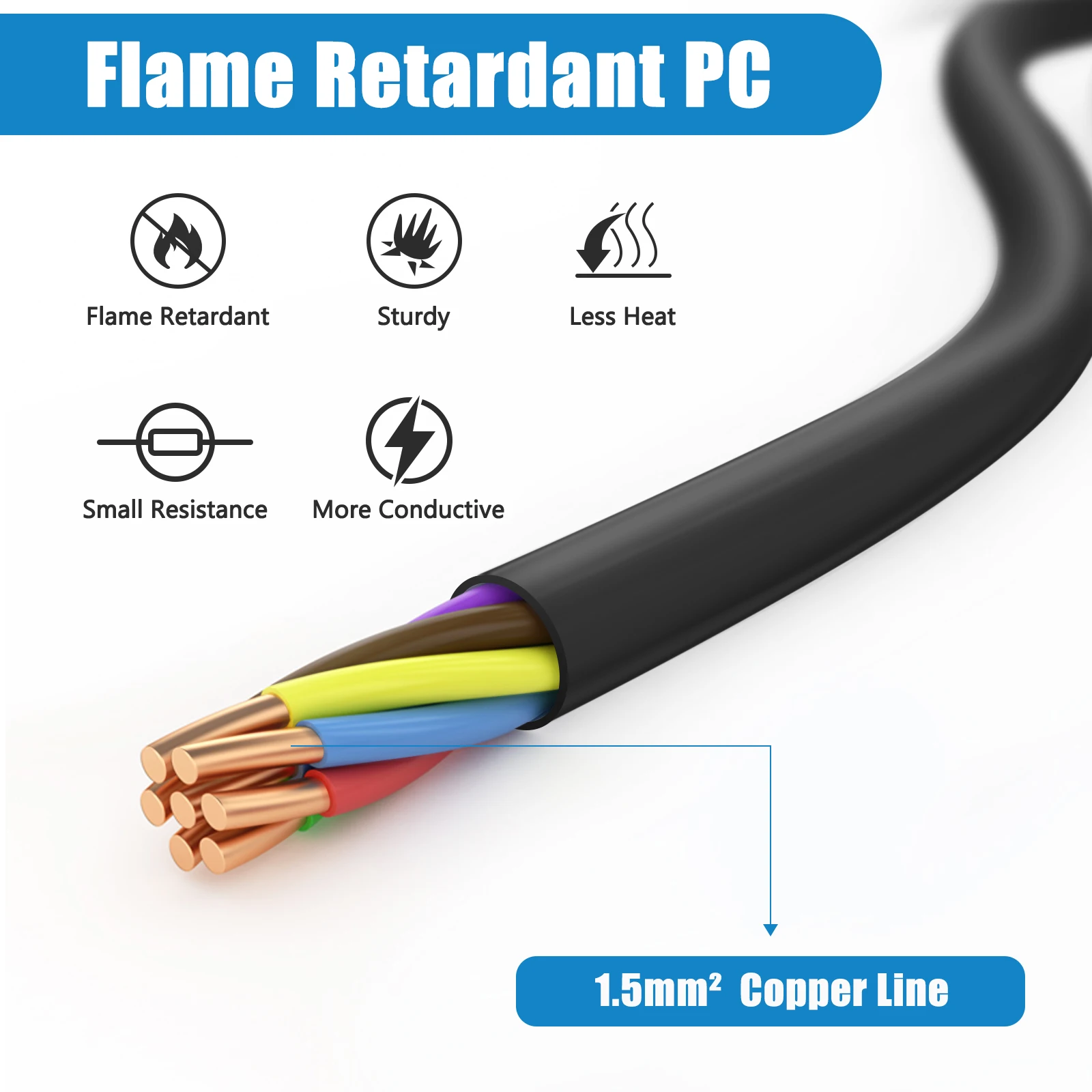 Protective Contact Extension Cord, AC Y Plastic Cable Short Cable With 2 Outlets, Socket IP20 With Dual Plugs For Home, Office