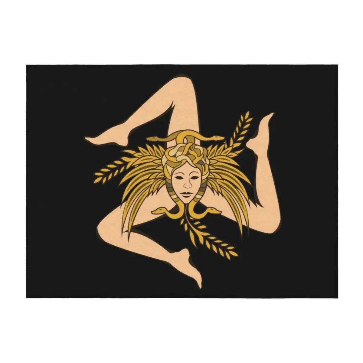 

Sicily Trinacria Throw Blanket Plush Loose For Decorative Sofa Soft Big Blankets