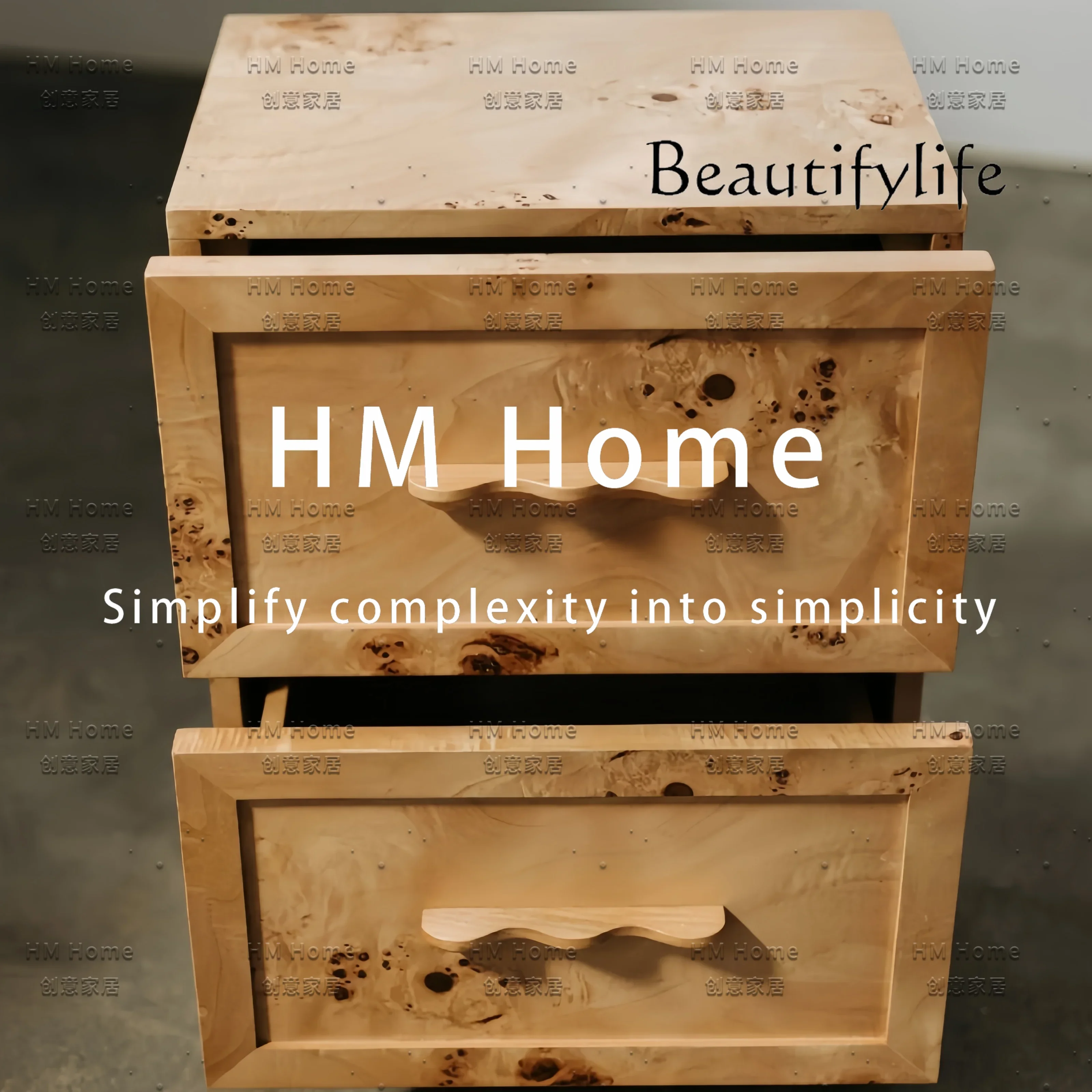 

BJ Medieval Style Tree Tumor Skin Bedside Table French Retro Style Storage Light Luxury Bedroom Home Designer Storage