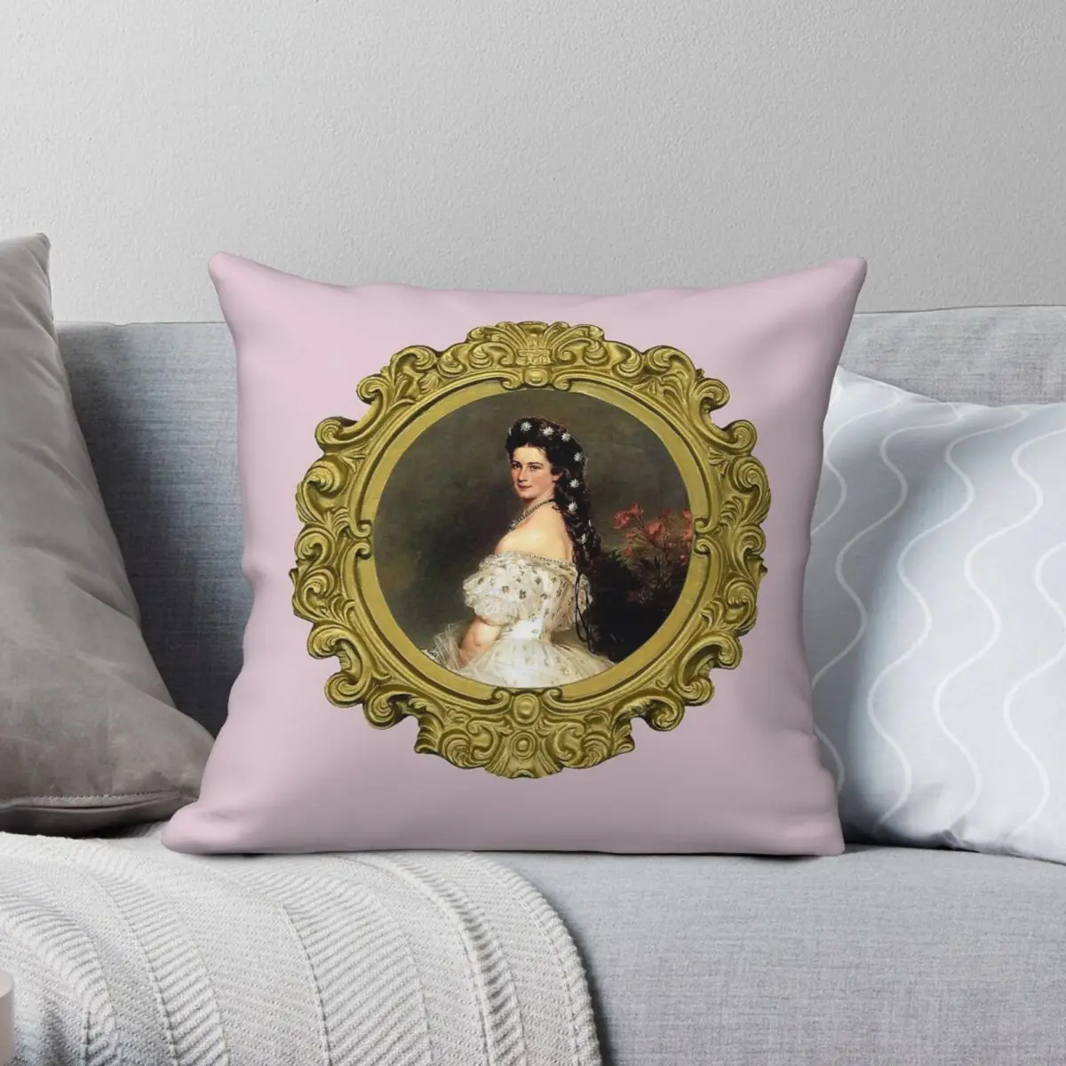 Sissi Empress Elisabeth Of Austria Square Pillowcase Polyester Linen Velvet Printed Zip Decorative Room Cushion Case Wholesale