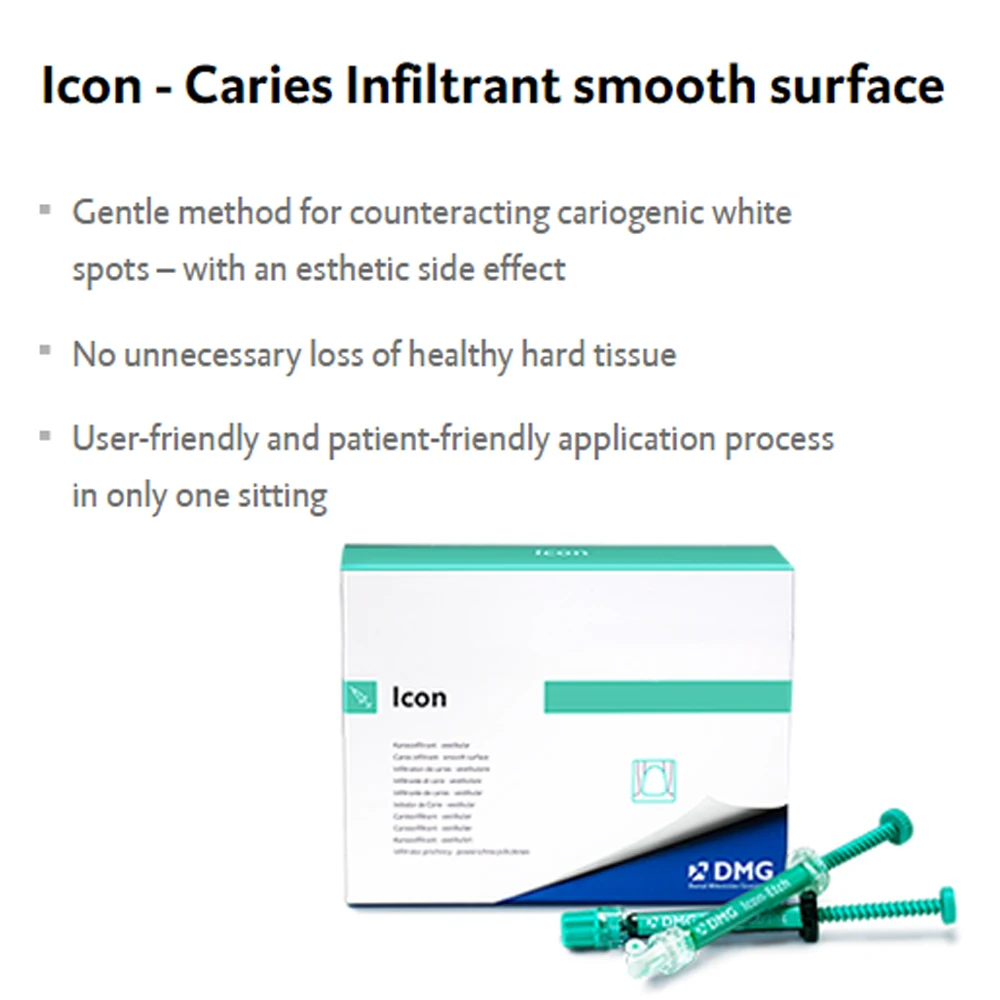 ไอคอน DMG Dental Caries Infiltrant เรียบพื้นผิวฟันเรซิ่นแทรกซึมเจลคอมโพสิตทันตแพทย์เครื่องมืออุปกรณ์ผลิตภัณฑ์