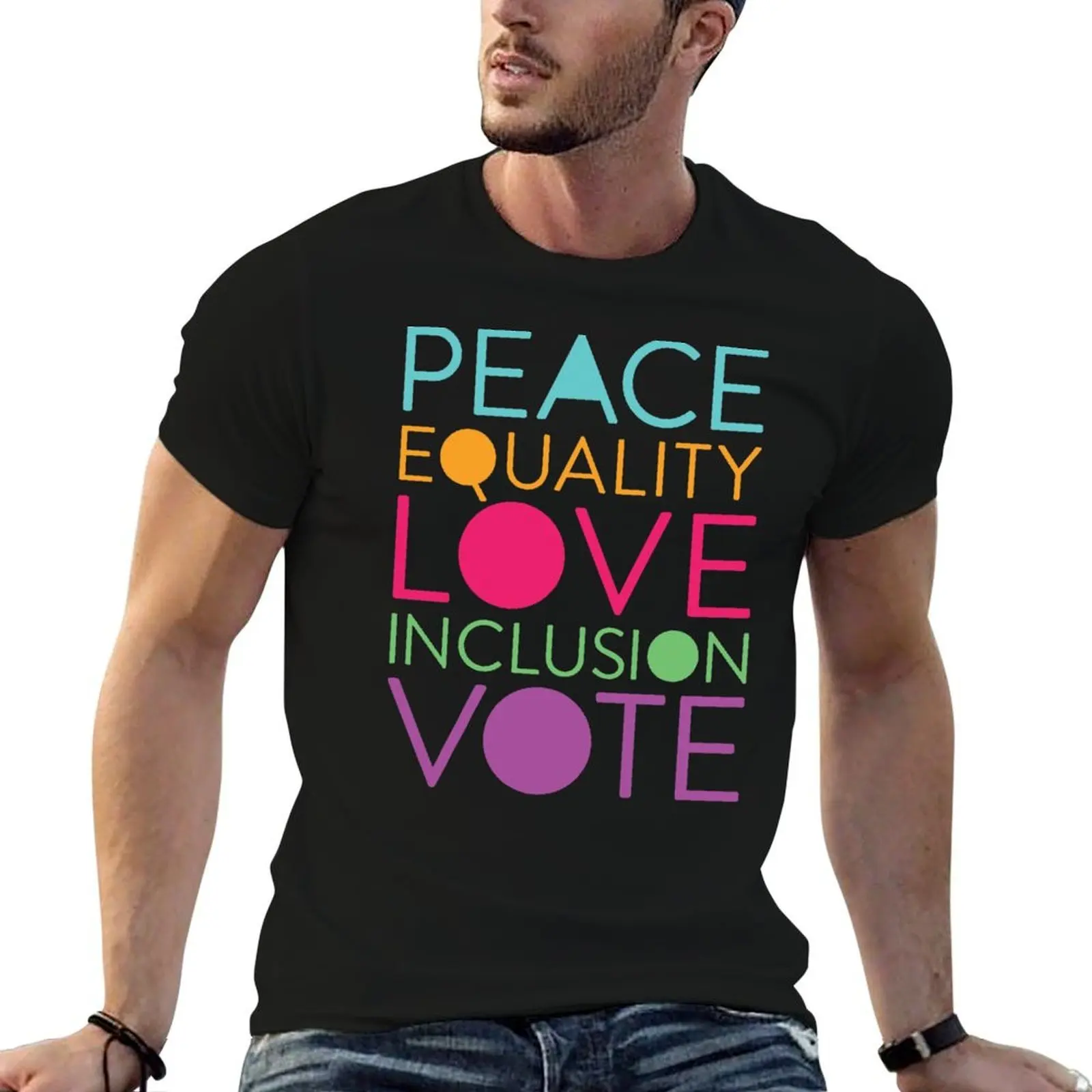 Peace Love Vote Equality Inclusion Election 2020 Voter T-Shirt t shirt man luxury man t shirts for men T-Shirt