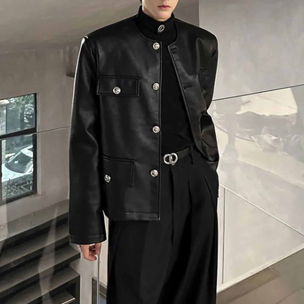 

Winter New Men's Solid Color Long-Sleeved Leather Jacket American Retro Fashion Trend High Street Loose Casual Men's Tops