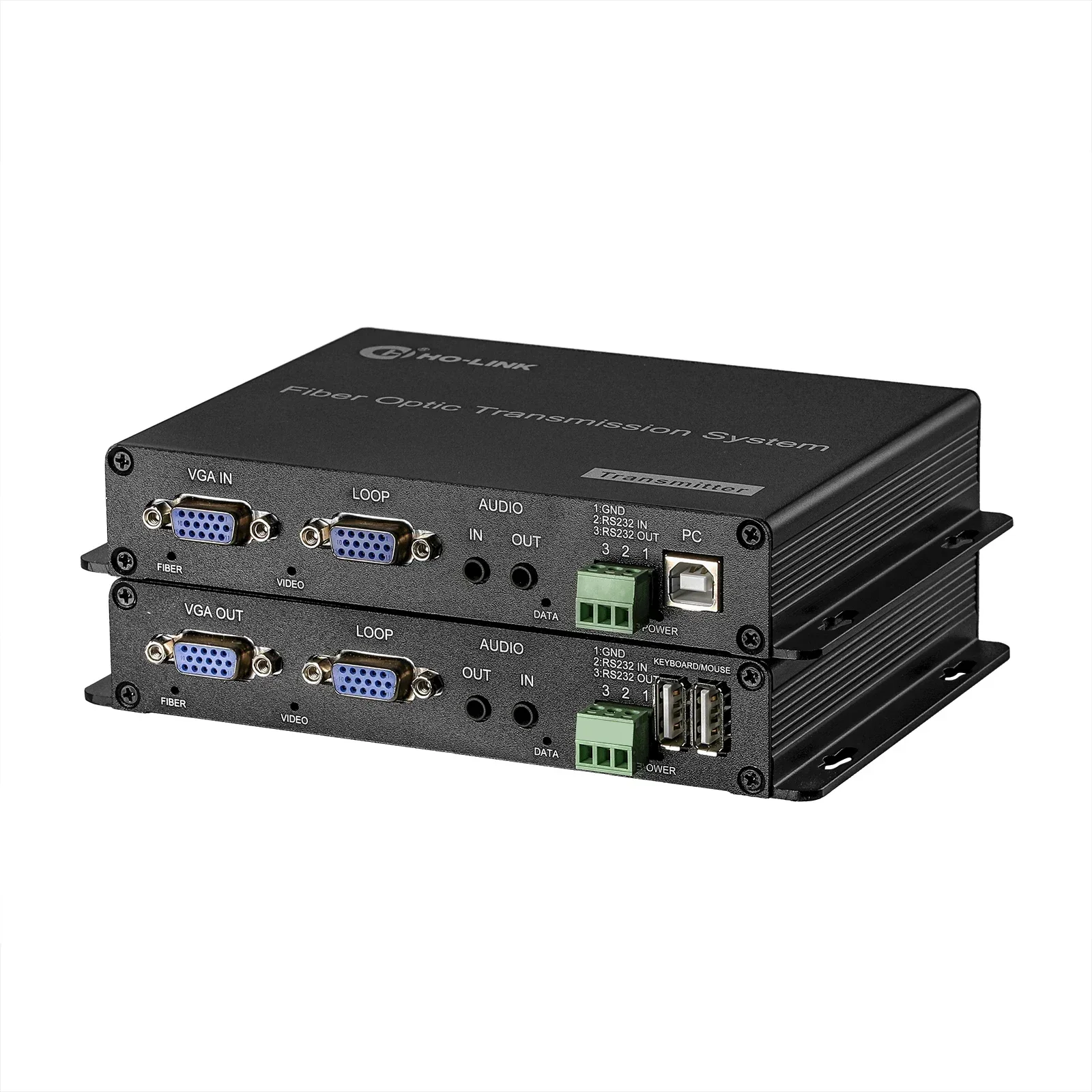 New Video To Vga Converter+ USB + 1 Channel Stereo Audio VGA Fiber Optic Extender
