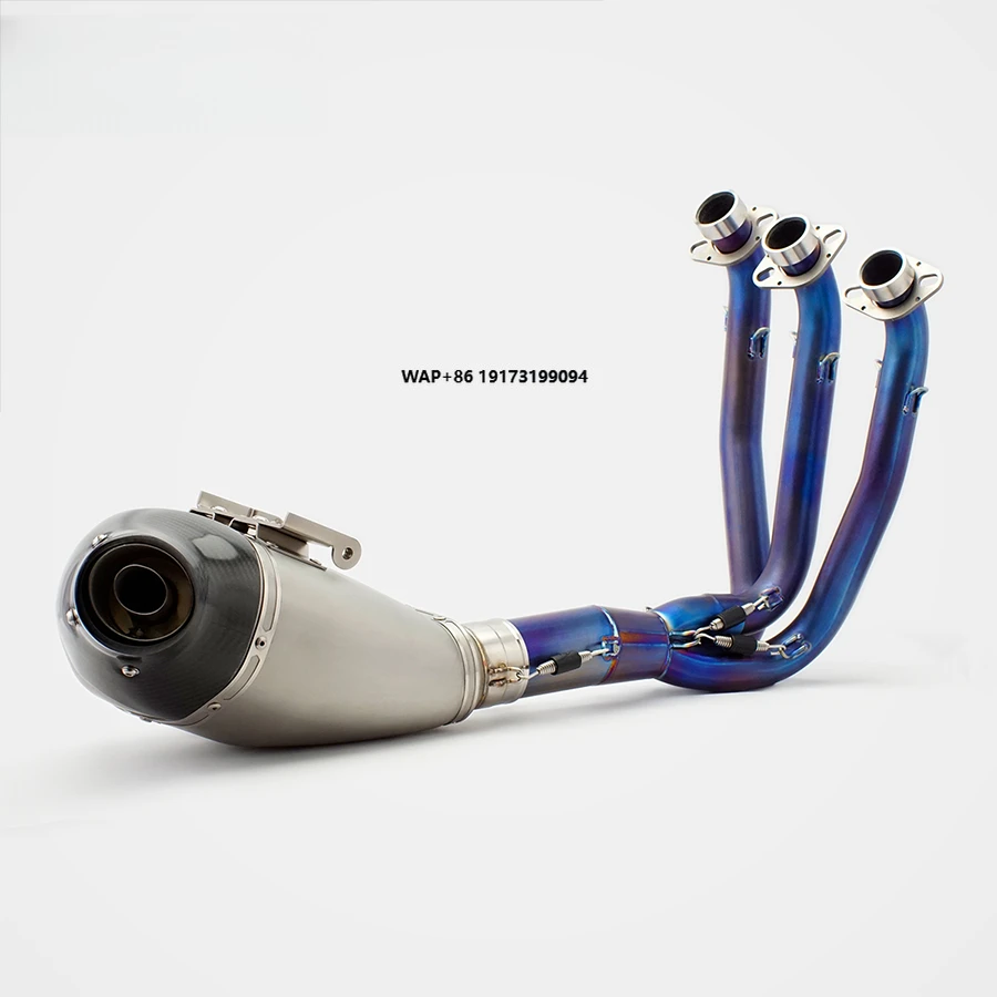 

675SR 675NK подходит для 2024-2025, жареный синий титановый сплав, мотоциклетная выхлопная система с карбоновым нижним выходом, настраиваемая OEM