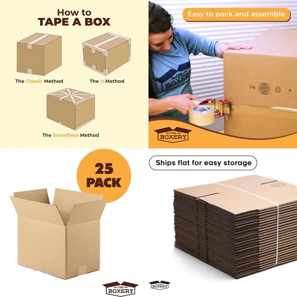 

25-Pack 22x10x18 Brown Corrugated Cardboard Boxes for Shipping, Packing, and Storage - Durable, Eco-friendly, Recyclable, USA Ma