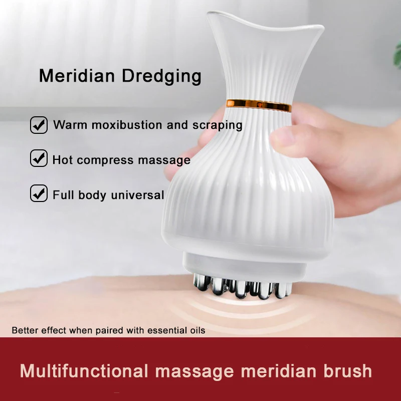 Rechargeable Household Electric Meridian Brush, Meridian Unblocking, Hot compress therapy, Cupping and Scraping Instrument