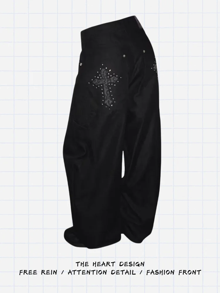 

Retro American Leopard Print High Waist Wide Leg Jeans Women's Spring Autumn Loose Slimming Knife Denim Casual Sle