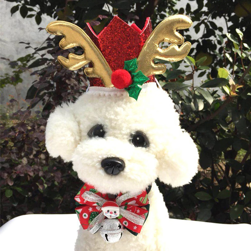 

2pcs Bow Tie Bowknot Shape Christmas Party Supplies Adjustable Bowknot Shape Collar Dog Walking Party Supplies Necklace